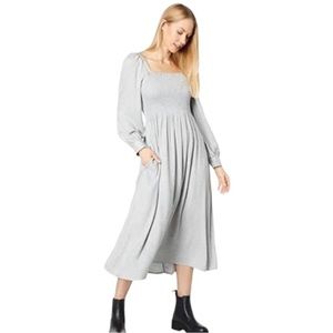 Madewell Lucie Dress Gray Smocked Brushed Cotton S